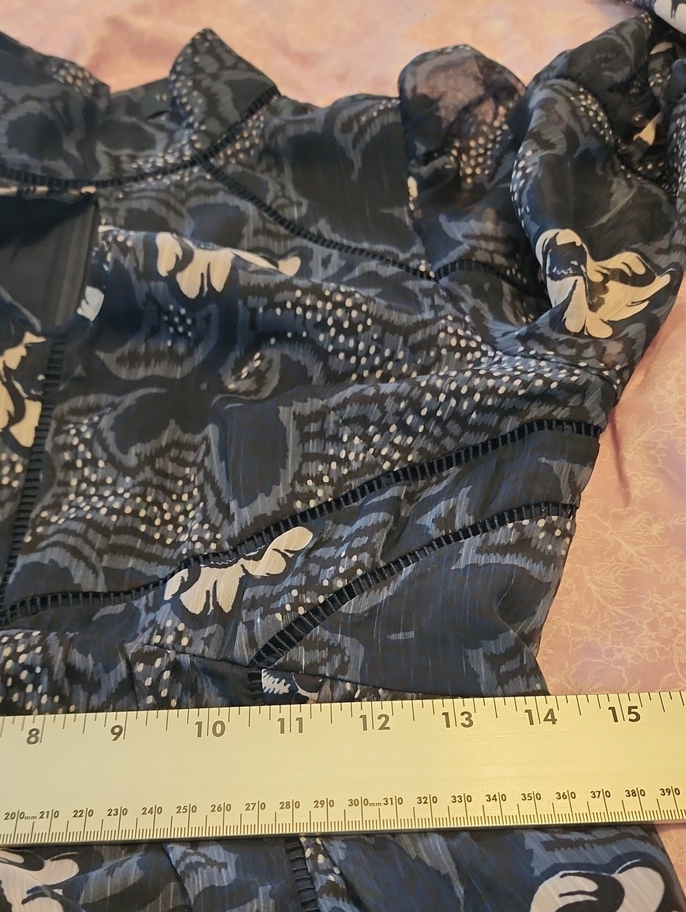 Ted Baker London Navy Floral Chiffon Midi Dress High Neck Long Sleeve Size 2 - Picture 15 of 16